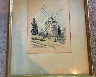 183 framedwindmillwatercolorprint
