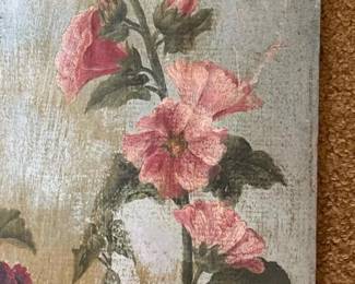 166 floralpaintingonwoodpanel