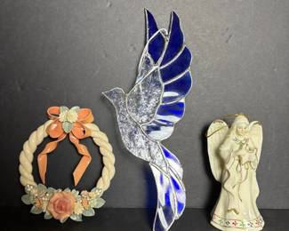 066 stainedglassbirdceramicangelfigurin