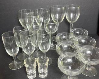 070 mixedvintagestemwareandshotglasses