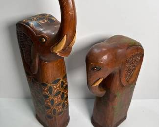 025 pairofhandcarvedwoodelephantsculpt