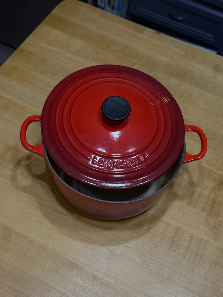 Red Le Creuset dutch oven