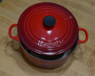 Red Le Creuset dutch oven