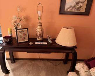 Asian style sofa table and lamps