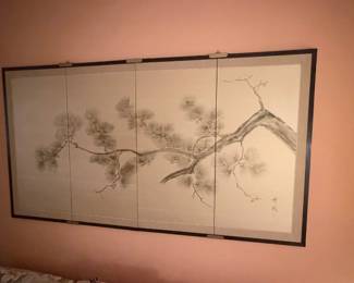 4 silk panel Japanese art