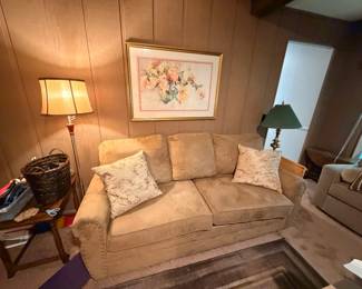 Neutral microfiber sofa