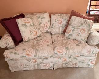 Loveseat with peony fabric