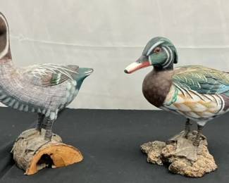 Two Wood Duck Sculptures
