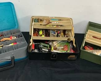 3 Plano Tackle Boxes With Fishing Supplies.
