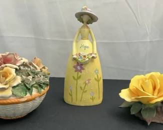 Italian Centerpiece, Floral Wood Figurine