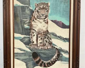 Framed Snow Leopard Art
