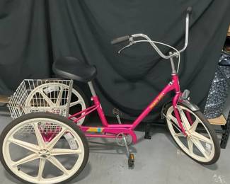 Pink Miami Sun Adult Tricycle With Basket