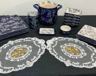 Temptations By Tara Floral Lace Blue 16 Pc Set