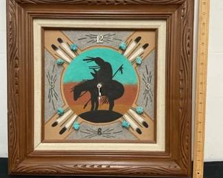 Navajo Style Sand Art Clock In Frame