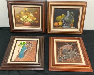 4 Identical Frames With Painted Art