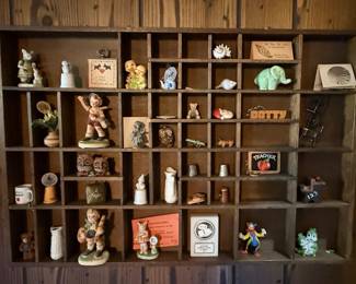 Vintage Printer's Type Tray with Miniature Figurine Collection