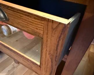Mission Style End Table with Glass Drawer Display