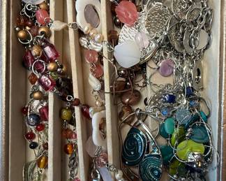 Assorted Costume Jewelry Collection with Shell Beads and Charms