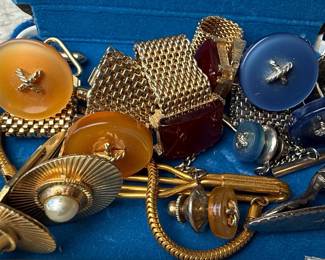 Vintage Men's Accessory Set with Cufflinks and Tie Bars