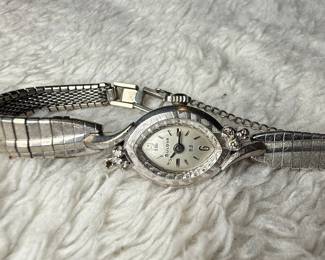 Bulova 10KT Rolled Gold Plate Diamond Accent Ladies Watch
