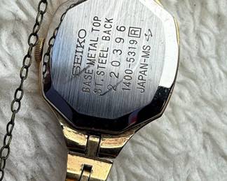 Seiko Quartz Hexagonal Case Watch with Diamond Accent