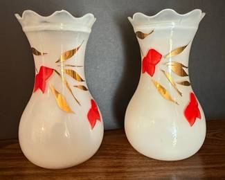 Bartlett Collins Style Milk Glass Floral Vases