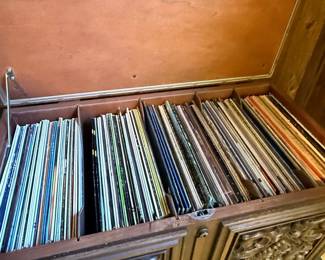 Lane Hand Carved Walnut Record Storage Chest