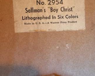 Warner Sallman Boy Christ Lithograph