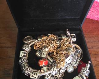 Pandora Charm Bracelet Collection with Gold Chain