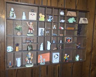 Vintage Printer's Tray with Mixed Figurines