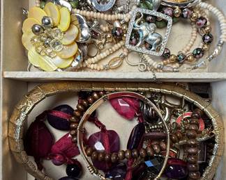 Assorted Costume Jewelry Collection with Shell Beads and Charms