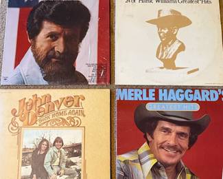 Vintage Country Music Vinyl Record Collection - Sonny James, Hank Williams, John Denver, Merle Haggard