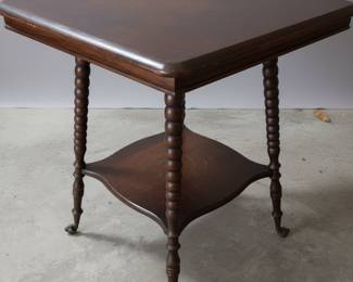 Victorian Style Spool Leg Side Table with Ball-and-Claw Feet