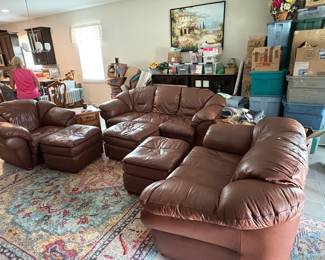 Couch, Love Seat, Chair and 3 Ottomans