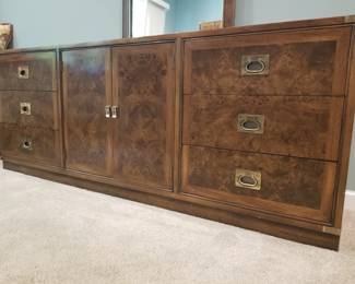 Campaign style dresser with mirror from Hickory Manufacturing Co. 1980s.