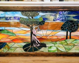 Large stained glass panel, optional light box available. 
