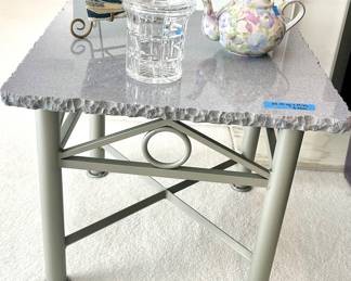 23sq x 20”h carved stone end table $250