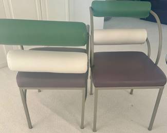 Rolled back lumbar support Chairs 19”w x 22”d x 18.5” floor to seat, 32”h   Purple, white & Sage green, 4 available $150ea