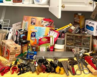 Various hand tools & cleaning products