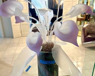 Frosted Lavender & White Lucite Calla Lilly 26”w x 25”d x 27.5”h $125