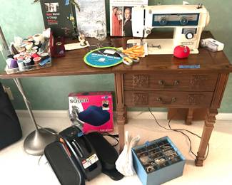 Vintage electric cabinet “MODERN” Japan, sewing machine - 44” Open; closed 22”w x 17.5”d x 29”h $100