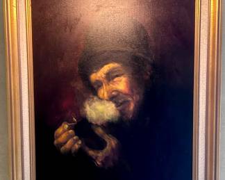 T. Wong, oil on canvas framed 22” x 27” $200