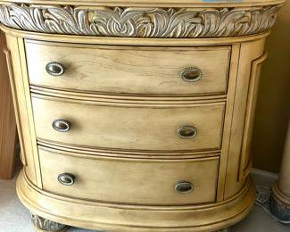 2 (3) drawer, antique white night stands,$165ea  36.5”w x19”dx 32”h