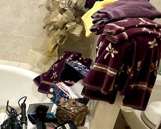 Towels, curling irons 