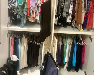 Ladies shirts, blouses medium- X-Large, Slacks large/sz12