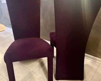 Violet Purple Plush Straight Back Chairs 18” floor to seat. $45 ea; 8 available