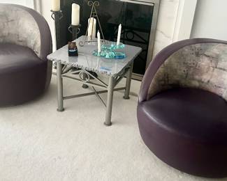 2 Rossi Furniture Swivel Chairs 35.5w x 38.5d x 15” floor to seat $250ea