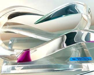 Michael Plaininck Clear, Purple, touch of green Abstract Twist Art 34”w x 25”d x 13”h $250