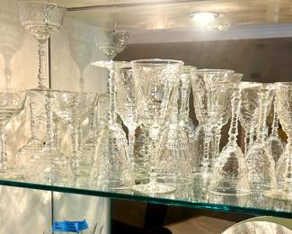 Vintage glass compute, wine & water glasses