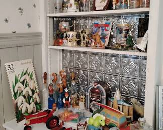 Toy tractors, glasses from Kentucky Derby & other races, space items
